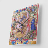 セントミカエル・アーチャンエルアンドドラゴンアンティークフローラ スクエア壁時計 (傾斜)