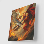 セントミカエル・ザ・アーチャンエルスレイズ・ザ・デビルクロック スクエア壁時計 (傾斜)