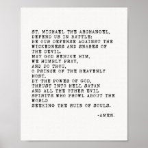セントミカエル・ザ・アーチャンエル祈りの言葉ポスター