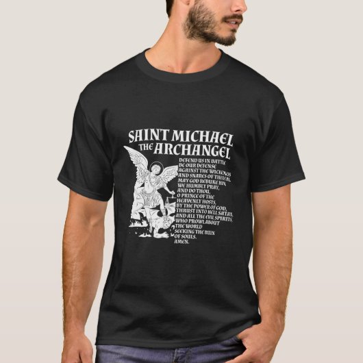 セントミカエル・ザ・アーチャンゲル祈りの言葉 Tシャツ (正面)