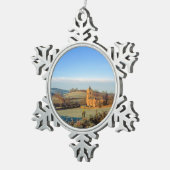 セントメアリーのクロスワイトホリデーカードポスターフォトBl スノーフレークピューターオーナメント (右)