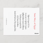 セントメアリーオブエジプト祈りの言葉カード ポストカード (裏面)