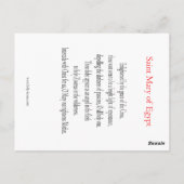 セントメアリーオブエジプト祈りの言葉カード ポストカード (裏面)