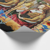 セントメアリーマグダレネブルーフローラパーチメントレッドジェム ラッピングペーパー (角)