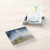 セントメアリーライトハウスウィットリーベイウォーターカラー ガラスコースター (アングル)