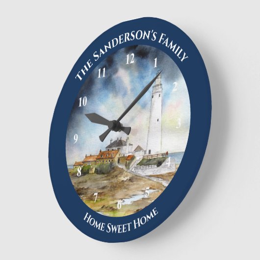 セントメリーズライトハウスウィットリーベイノースイーストイングランド ラージ壁時計 (傾斜)