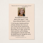 セントラファエルアーチャンエル祈りの言葉葬儀聖カード (裏面)