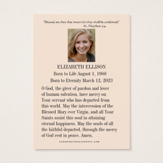 セントラファエルアーチャンエル祈りの言葉葬儀聖カード (裏面)