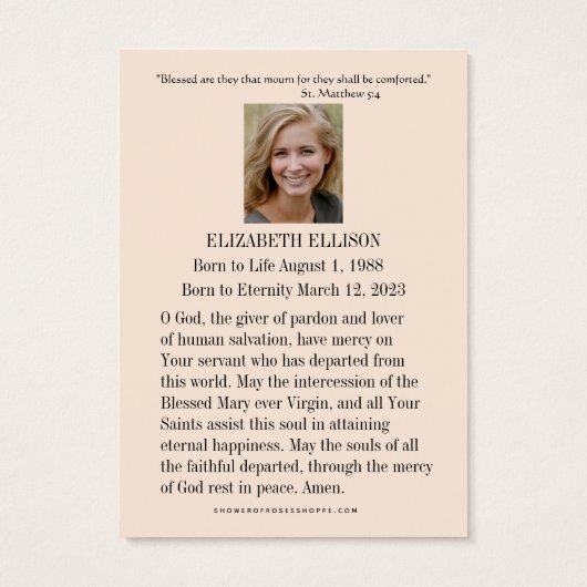 セントラファエルアーチャンエル祈りの言葉葬儀聖カード (裏面)