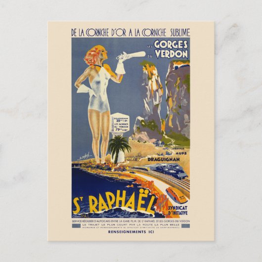 セントラファエルフランスヴィンテージポスター1930s ポストカード (正面)