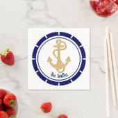 セントラルゴールデンいかりネイビーブルー航海の スタンダードカクテルナプキン (インサイチュ)