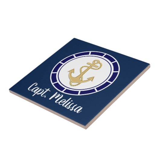 セントラルゴールデンいかりネイビーブルー航海の タイル (側面)