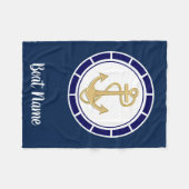 セントラルゴールデンいかりネイビーブルー航海の フリースブランケット (正面(横))