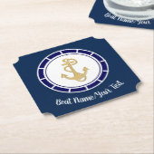 セントラルゴールデンいかりネイビーブルー航海の ペーパーコースター (アングル)