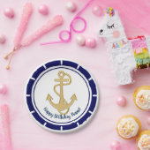 セントラルゴールデンいかりネイビーブルー航海の ペーパープレート (パーティー)