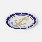 セントラルゴールデンいかりネイビーブルー航海の ペーパープレート (アングル)