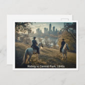 セントラルパークでの乗馬1940年代のシーン ポストカード (正面/裏面)