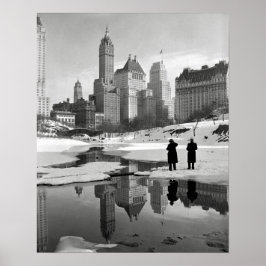 セントラルパークの冬景色、1933年。ヴィンテージ写真 ポスター