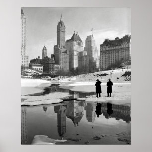 セントラルパークの冬景色、1933年。ヴィンテージ写真 ポスター