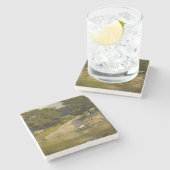 セントラルパークの湖でボートを漕ぐ(E.H.ポットサスト) ストーンコースター (横)