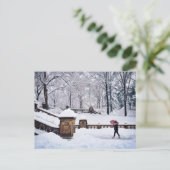 セントラルパークの雪に覆われた階段 ポストカード (スタンド正面)