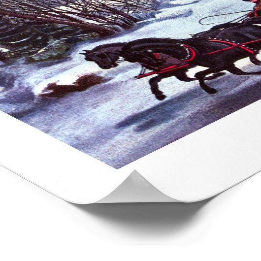 セントラルパークインウィンターヴィンテージリトグラフ ポスター (角)