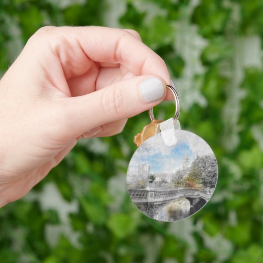 セントラルパークニューヨークの水彩橋 キーホルダー (手)