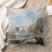 セントラルパークニューヨークの水彩橋 クッション (ブランケット)