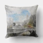 セントラルパークニューヨークの水彩橋 クッション (裏面)