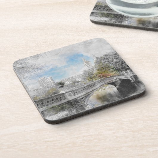 セントラルパークニューヨークの水彩橋 コースター (左側)