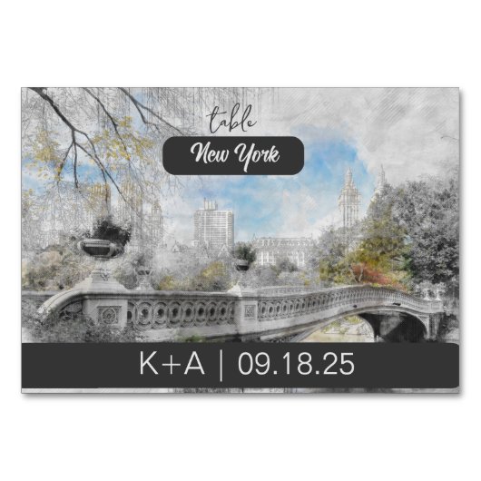 セントラルパークニューヨークの水彩橋 テーブルナンバー (正面)