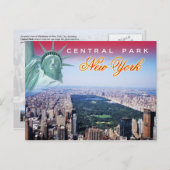 セントラルパークニューヨークシティエアリアルビュー ポストカード (正面/裏面)