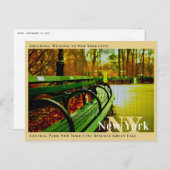 セントラルパークニューヨークシティベンチズグリーン秋 ポストカード (正面/裏面)