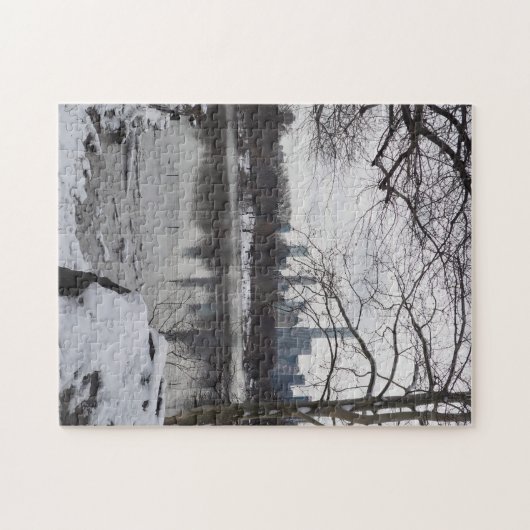 セントラルパークニューヨークシティNYC冬の雪 ジグソーパズル (横)