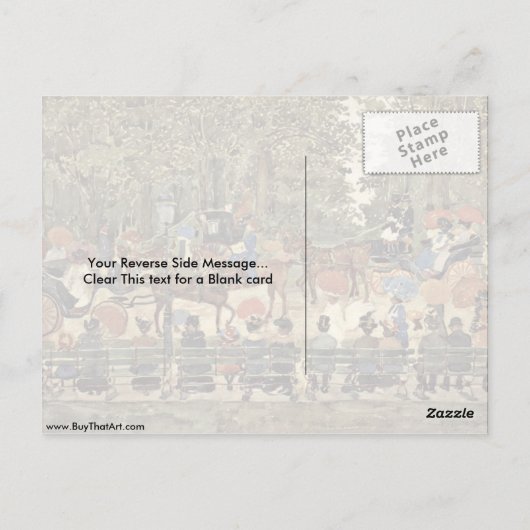 セントラルパークニューヨークバイモーリスプレンダーガスト ポストカード (裏面)