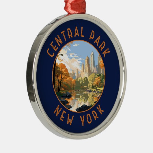 セントラルパークニューヨークレトロ動揺してサークル メタルオーナメント (右)
