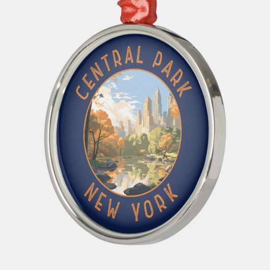 セントラルパークニューヨークレトロ動揺してサークル メタルオーナメント (左)
