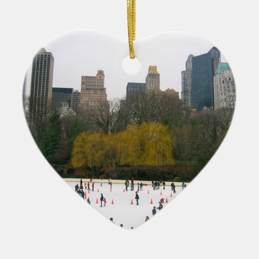 セントラルパークニューヨークNYウォルマンアイススケートで滑るリンク セラミックオーナメント (正面)
