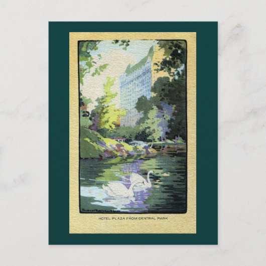 セントラルパークレイクに2羽の白鳥 ポストカード (正面)