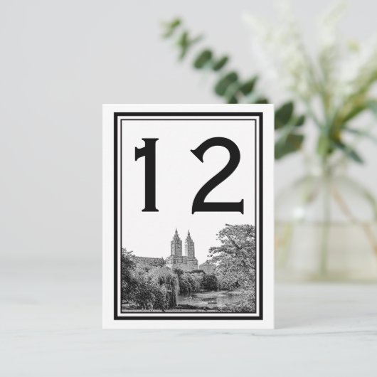 セントラルパークレイクサンリーモ  エッチング装飾 スクエア テーブル ナンバー ニューヨークシティ ポストカード (スタンド正面)