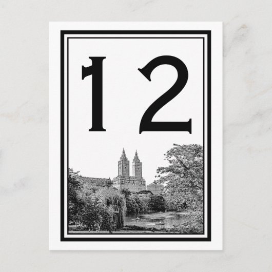 セントラルパークレイクサンリーモ エッチング装飾 スクエア テーブル ナンバー ニューヨークシティ ポストカード (正面)