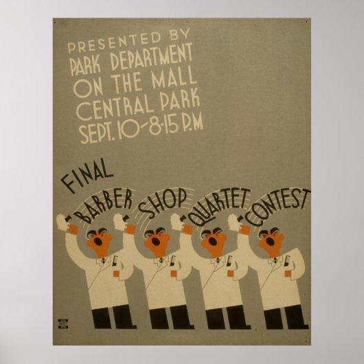セントラルパーク理容師ショップ1937 WPAヴィンテージポスター ポスター (正面)