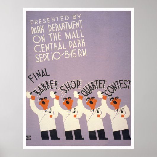 セントラルパーク理容師ショップ1937 WPA ポスター (正面)