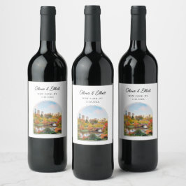 セントラルパーク結婚ズ・ニューヨークの好意パーソナライズされた ワインラベル