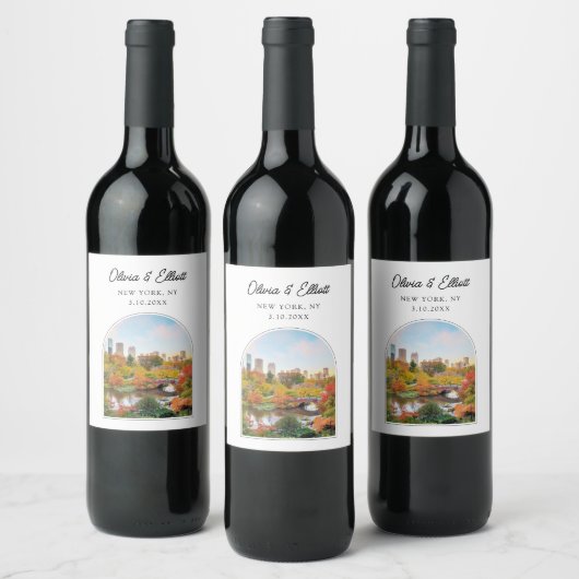 セントラルパーク結婚ズ・ニューヨークの好意パーソナライズされた ワインラベル (ボトル)
