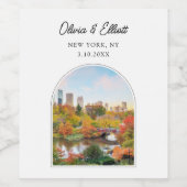 セントラルパーク結婚ズ・ニューヨークの好意パーソナライズされた ワインラベル (シングルラベル)