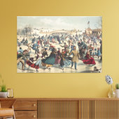 セントラルパーク、冬。スケートで滑る池ニューヨーク キャンバスプリント (インサイチュ (リビング))