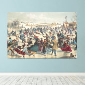 セントラルパーク、冬。スケートで滑る池ニューヨーク キャンバスプリント (インサイチュ (ウッドフロア))