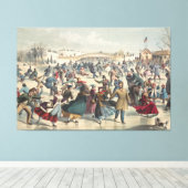 セントラルパーク、冬。スケートで滑る池ニューヨーク キャンバスプリント (インサイチュ (ウッドフロア))