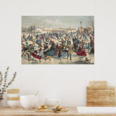 セントラルパーク、冬。スケートで滑る池ニューヨーク ポスター (キッチン)